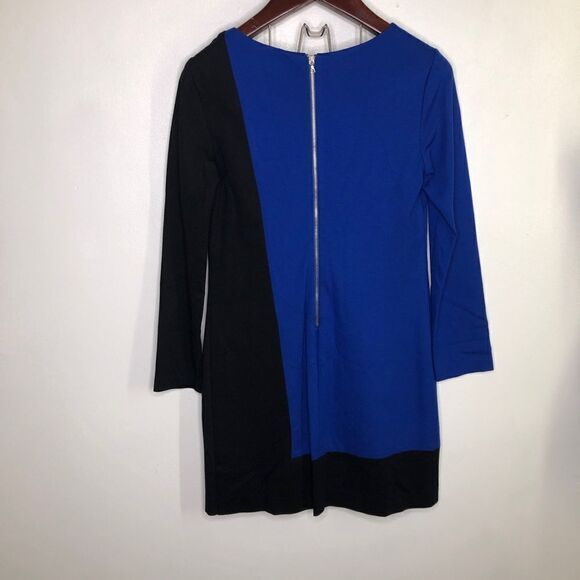 Trina Turk Cubanist Colorblock Blue Black Dress Long Sleeve Career Knee - Picture 6 of 6